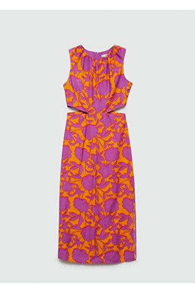 MANGO Woman Yırtmaçlı desenli elbise