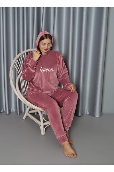 Lady Pink Plus Size Velvet Pajama Set