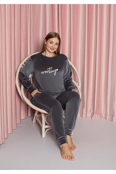 Lady Gray Plus Size Velvet Pajama Set