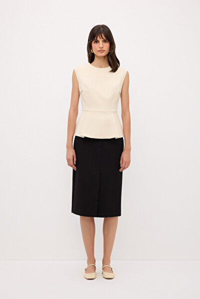adL Pleated Peplum Blouse