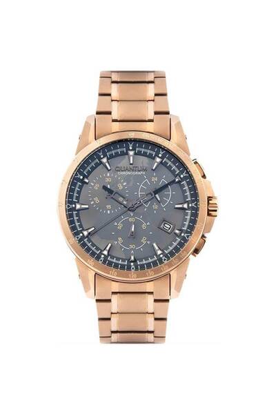 Quantum TTG859.460 Quartz Çelik Rose Gold Füme Kadran 45 mm Erkek Kol Saati