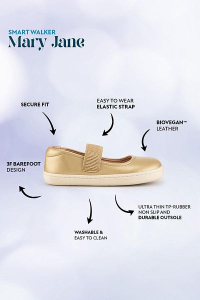 HOPFRÖG Παπούτσια μπαλαρίνας Smart Walker Mary Jane Golden Star Barefoot Girl