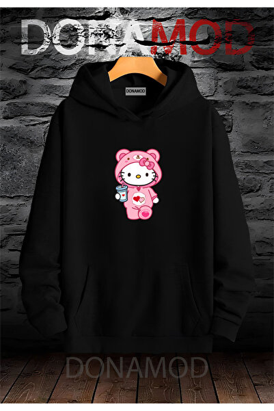 donamod Φούτερ Hello Kitty Black Hooded Pink Friend Sister - Δώρο με κορδέλα ...