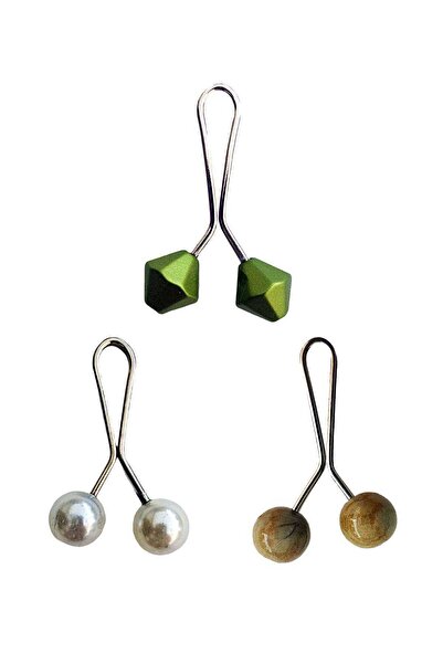 Marsilyan 3 Pieces Hijab Scarf and Shawl Clip Pearl White Mustard Green