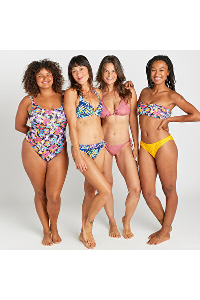 Decathlon Olaian Kadın Push Up Bikini Üstü - Mavi - Palmiye Desenli - ELENA