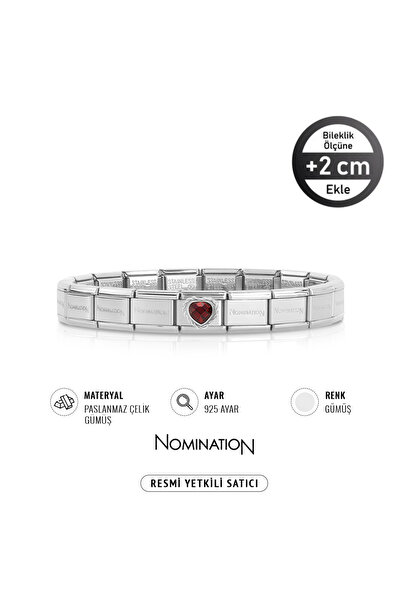 NOMİNATİON Italy Composable 925 Ayar Gümüş zirkon taşlı kırmızı kalp ve Çelik...