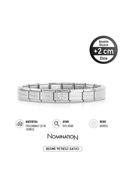 NOMİNATİON Italy Composable 925 Ayar Gümüş At Nalı Beyaz ve Çelik Bileklik Si...