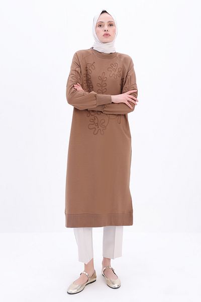ALLDAY Mink Large Size Embroidered Long Sweat Tunic