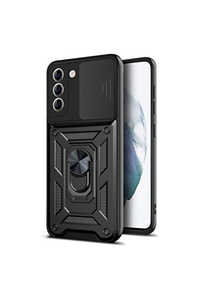 Fibaks Samsung Galaxy S21 Fe Kılıf Kamera Korumalı Sürgülü Yüzüklü Armor Mili...