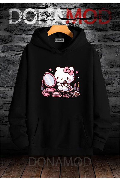 donamod Φούτερ Hello Kitty Black Hooded Pink Friend Sister - Δώρο με κορδέλα ...