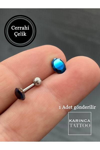 Karınca Piercing Colored Helix Conch Ear Lip - Diamond Stone Detailed Tragus Piercing