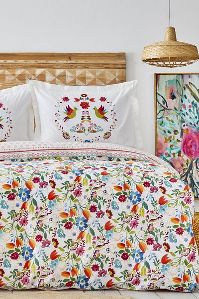 Karaca Home طقم غطاء لحاف مزدوج من القطن بنسبة 100% من Parlin Fuchsia