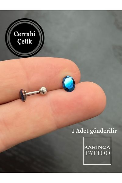 Karınca Piercing Colored Helix Conch Ear Lip - Diamond Stone Detailed Tragus Piercing