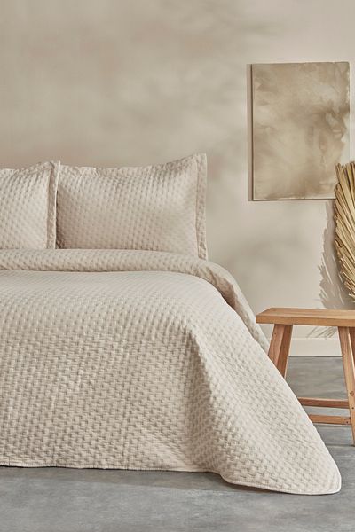 Karaca Home مفرش سرير مزدوج ناعم من Breeze Ecru