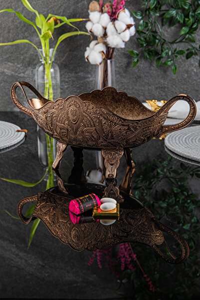 Genel Markalar Tekli Kutulu Desenli Ayaklı Gondol, Şekerlik, Lokumluk, Hurmalık