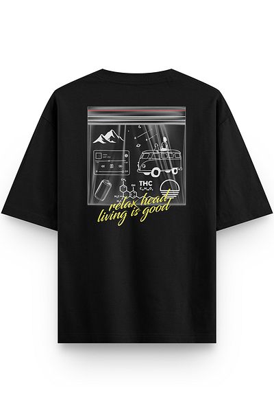 Overoz Μαύρο μπλουζάκι Oversize - THC Back Printed, Unisex T-Shirt 1212