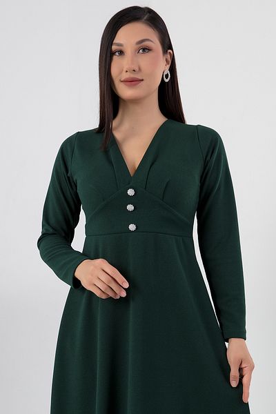 PULLIMM Rochie evazată cu nasturi în față cu decolteu în V 2024-2159