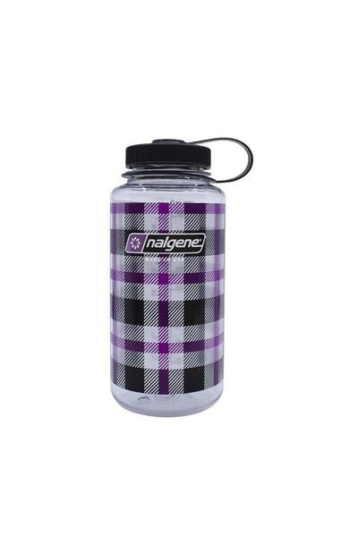 NALGENE 32 oz Wide Mouth Purple Plaid Flat