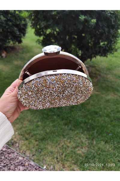 lowell home Βραδινή τσάντα φορέματος Stoned Gold Flask Model