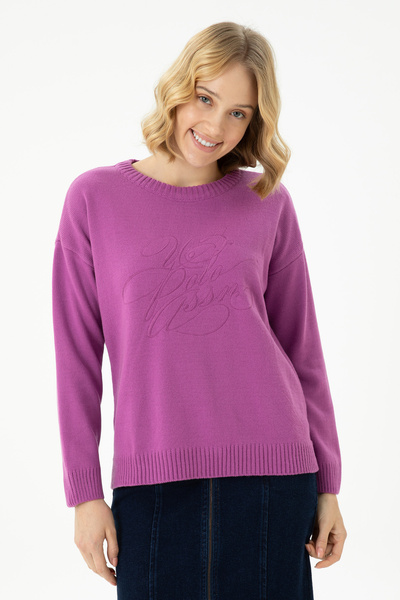 U.S. Polo Assn. Women's Lilac Crew Neck Sweater 50272035 -Vr034