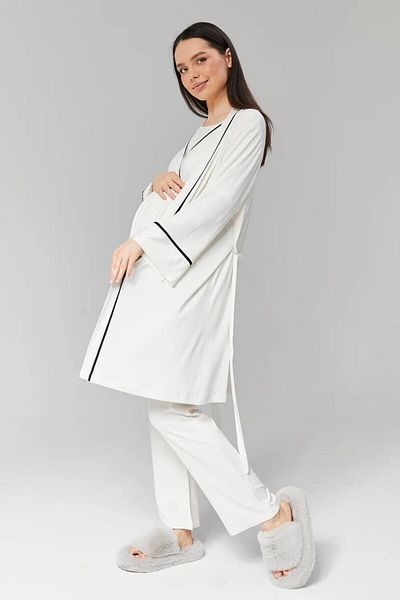 Rimel Homewear Maternity Pajama Set with Piping and Dressing Gown