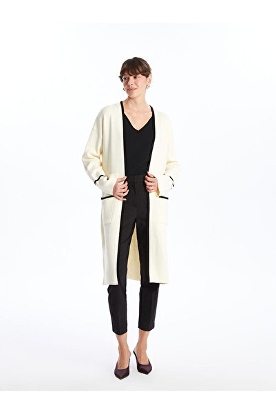 LC Waikiki Ecru Shawl Collar Women's Knitwear Cardigan - Classic Design