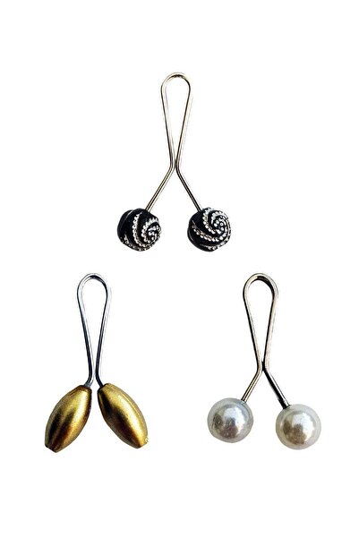 TAEYU 3 bucăți de cleme pentru eșarfe și șaluri hijab, galben perlat, alb, ne...