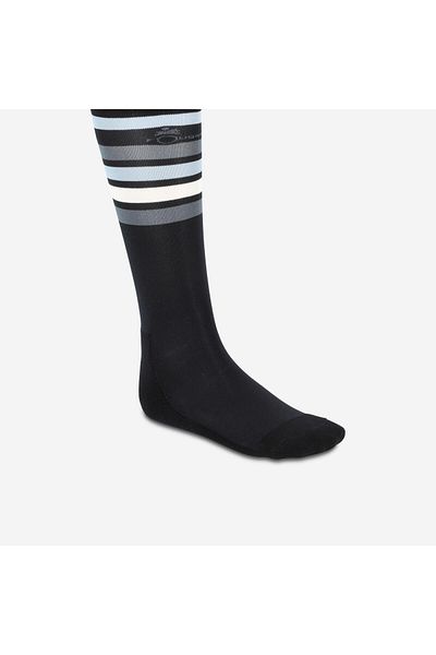 Decathlon Adult Striped Equestrian Socks - Black/White/Grey - 100