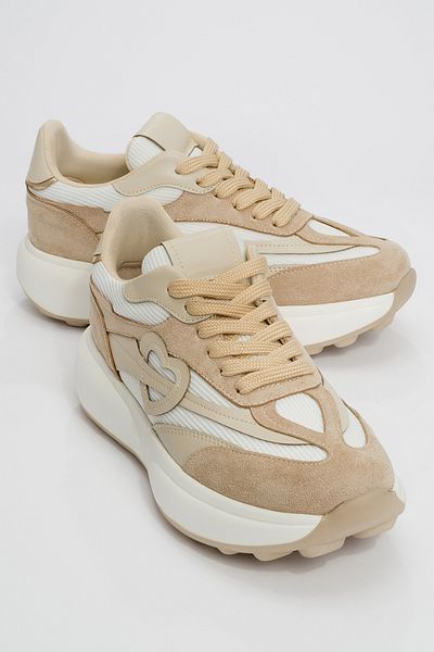 LuviShoes Γυναικεία αθλητικά παπούτσια BELMON Beige Suede