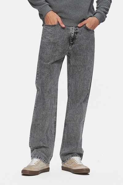 UCLA Benito Dark Gray Denim Embroidered Baggy Fit Men's Trousers
