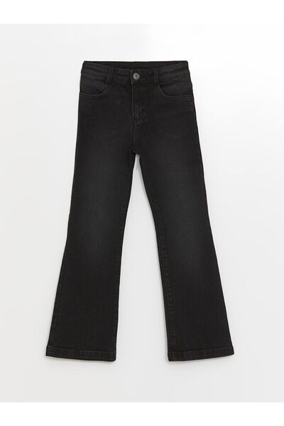 LC Waikiki Black Girl's Jean Trousers with Adjustable Waist Elastic
