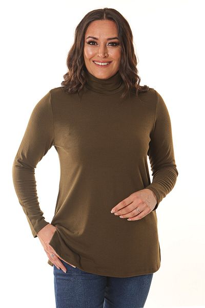 Trend42plus Turtleneck Khaki Knitwear