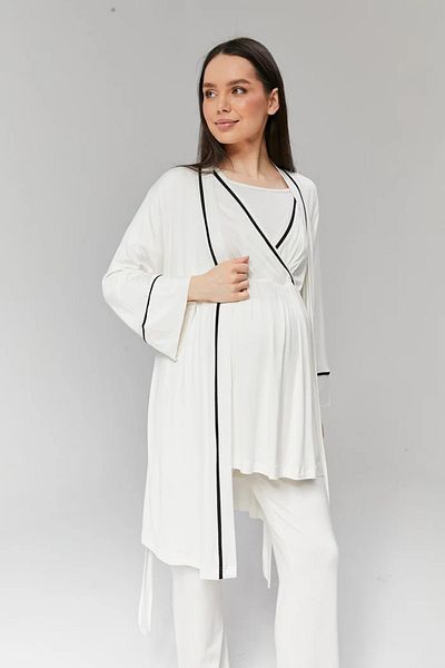Rimel Homewear Maternity Pajama Set with Piping and Dressing Gown
