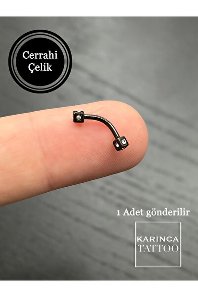 Karınca Piercing Siyah Renkli Zar Motifli Taşlı Kulak Kıkırdak Küpe Helix Dai...