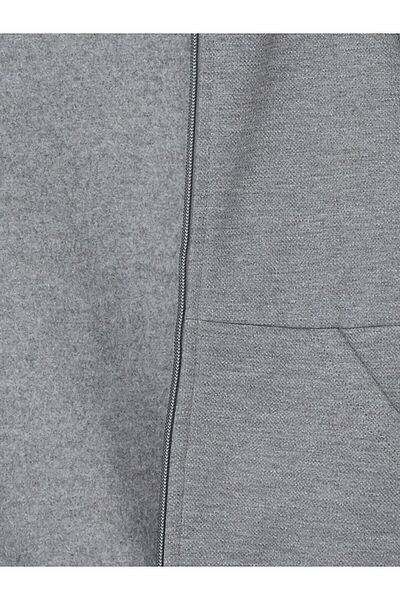 LC Waikiki Gray Hooded Basic Baby Boy Zippered Sweatshirt