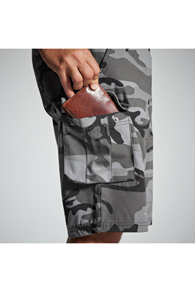 Decathlon Solognac Bermuda Kargo Kamuflaj Şort - Avcılık Ve Doğa Gözlemi - Woodland Siyah - 500