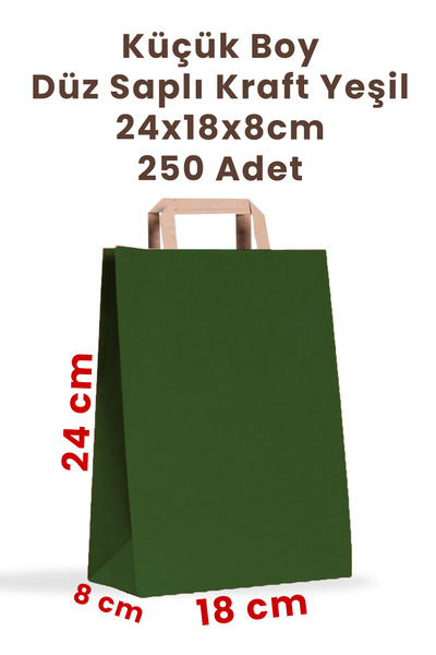 Balkan Zeleni kraft papir Sa ručkom za kupovinu Torba 250kom - 18x8x24cm (KAR...