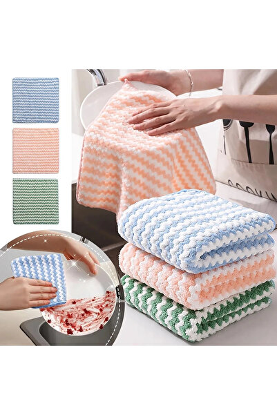 GELDİMİCOM Mikrofiber Temizlik Bezi Kadife Bulaşık Havluları Mutfak Yeniden Temizlik Bezleri 3lü 30x30cm
