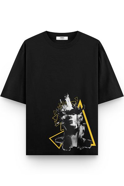 Overoz Unisex Oversize T-Shirt 1202 - Μαύρο, Εικονογράφηση Γυναικεία στάμπα