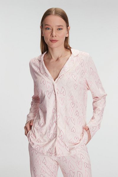 Anıl 11291 Women's Long Sleeve Cotton Modal Shirt and Pants Set Pajamas Set