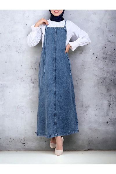 Modamorfo Dark Blue Thin Strap Denim Gilet