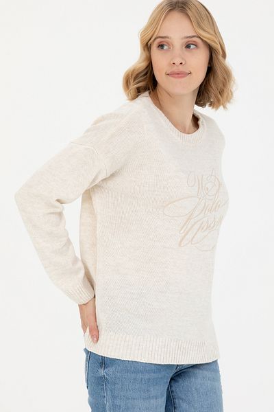 U.S. Polo Assn. Γυναικείο πουλόβερ Cream Crew Neck 50272035-vr071
