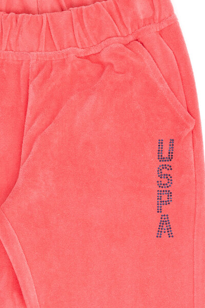 U.S. Polo Assn. Kız Çocuk Pembe Taş Detaylı Kadife Eşofman Altı 50272437-VR041