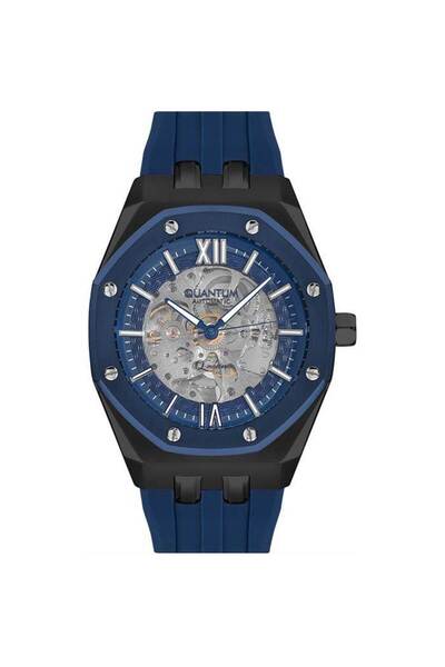Quantum QMG996.699 Otomatik Silikon Lacivert İskelet Kadran 45 mm Erkek Kol S...