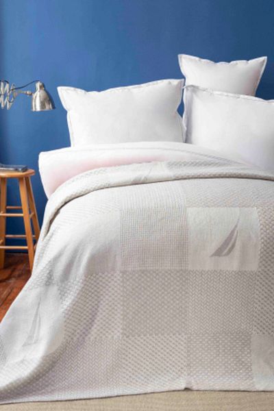Nautica Home Aegina Gray Double Patch Cotton Blanket
