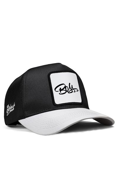 BlackBörk Λευκό και μαύρο καπέλο V1 Trucker Boss Unisex - με λογότυπο κωδικού 1BS