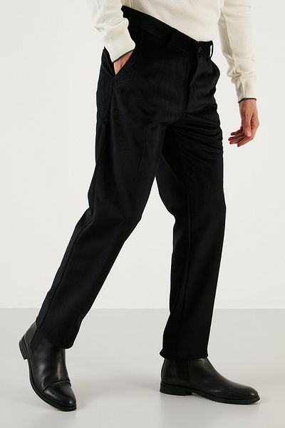 Buratti Normal Waist Regular Fit Straight Leg Velvet Trousers Men's Velvet Trousers 645merlin