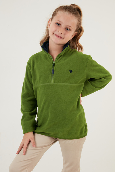 Lela Yumuşak Dokulu Fermuarlı Dik Yaka Şardonlu Kışlık Polar Unisex Çocuk Polar 5905002
