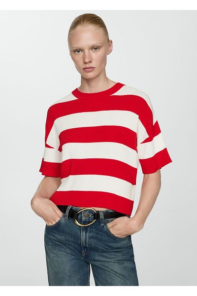 MANGO Woman Rib Knitwear T-Shirt