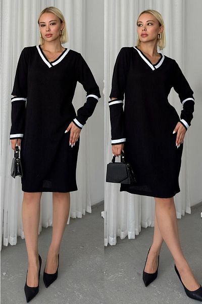 FEMELLE Rochie de damă neagră cu decupaj detaliat Twist Wrap importată